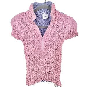 KkCo Split Popcorn Polo Shirt New Size XS Baby Tee Y2K